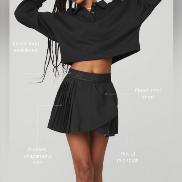 ALO Yoga Aces Tennis Pleated Skirt Black XS excellent condition - Picture 2 of 8